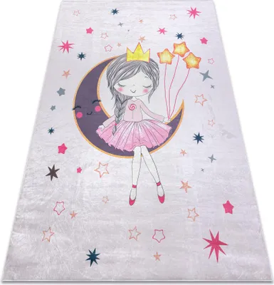 Produktbild von BAMBINO 48060 Waschteppich Prinzessin, Sterne für Kinder Anti-Rutsch - rosa Rosa 80x150 cm