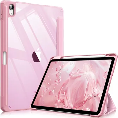 Produktbild von Fintie Hybrid Hülle für iPad Air 11 Zoll M4/M3/M2 (2026/2025/2024), iPad Air 5./4. Gen (2022/2020) 10,9 Zoll, mit Stifthalter, stoßfeste Schutzhülle mit transparenter Hartschale, Rosa