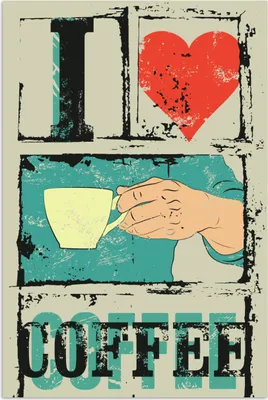 Produktbild von MuchoWow® Poster Kaffee - Sprichwörter - Vintage - Zitate - Ich liebe Kaffee 40x60 cm - Plakate für die Wand - Poster Babyzimmer