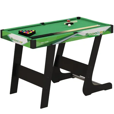 Image de SPORTNOW Table de billard pliable américain compact avec accessoires 2 queues, 16 billes, traingle, craie, dim. 104L x 55,5l x 68H cm, tapis vert