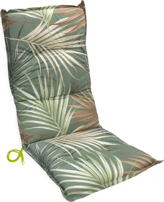 Produktbild von Universal Hochlehner Auflage "Palmen" mit Einstellband - 123 x 50 cm - Gartenstuhl Kissen multicolor mit Eckbändern