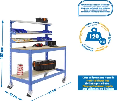Produktbild von Simonrack Simonwork, Metall, Holz, Blau, Metallisch, Holz, 850 kg, Spanien, 910 mm, 610 mm