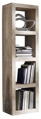 Immagine prodotto di MASSIVMOEBEL24 | scaffale in legno di Acacia 48x35x174 pietra bianca sbiancato NATURE WHITE #52