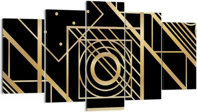 Produktbild von Bild auf Leinwand - Leinwandbild - 5 Teile - Abstraktion Quadrat Gold - 160x85cm - Wand Bild - Wanddeko - Wandbilder - Leinwanddruck - Bilder - Wanddekoration - Leinwand bilder - EA160x85-4375