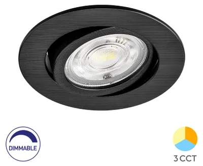 Immagine prodotto di Faretto da incasso a LED Braytron, dimmerabile, 7 W, orientabile, 3CCT (3000 K-6500 K), 750 lm, rotondo, nero, Ø 70 mm, IP20