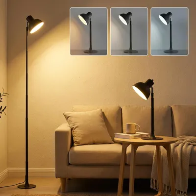 Produktbild von LED Stehlampe Dimmbar 3 Farbtemperaturen Stehleuchte Höhenverstellbar Drehbar Leselampe Tischleuchte für Arbeitszimmer, Schlafzimmer, Büro