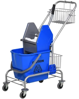 Obrázok produktu pre HOMCOM vozík na upratovanie, 26 litrov, s žmýkačkou a kolieskami, modrý