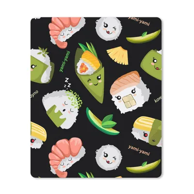 Produktbild von MuchoWow® Mauspad Mousepad Kawaii - Sushi - Schablonen 30x40 cm - Mousepads - Maus Mat - Pad - Mausunterlage - Mausmatten
