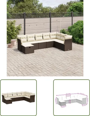 Produktbild von The Living Store 8-tlg. Garten-Sofagarnitur mit Kissen Braun Poly Rattan