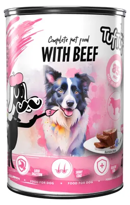 Produktbild von TufTuf | Hundefutter mit Rind - Nassfutter für Hunde Rindfleisch - TufTuf Hundefutter Dose 800 g - weiche Pastete für Hunde