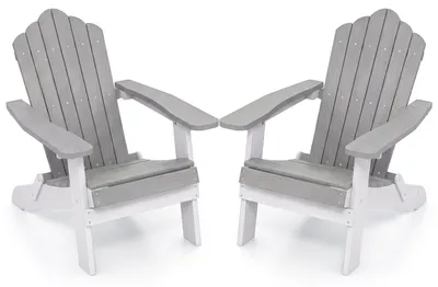 Obrázok produktu pre COSTWAY, sada 2 skladacích kresiel Adirondack, plastové kreslá Adirondack s nosnosťou do 180 kg, záhradné stoličky odolné voči poveternostným vplyvom s vysokým operadlom a širokými podrúčkami