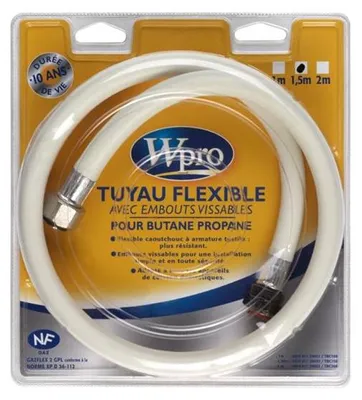 Image de Wpro TBC158, Tuyau à gaz, Whirlpool, Caoutchouc, Blanc, 1 pièce