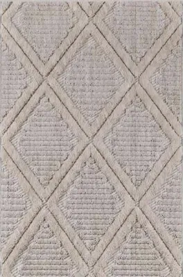 Produktbild von Teppich Rauten Design Kurzflor Wohnzimmer Schlafzimmer Natur Creme Farbe