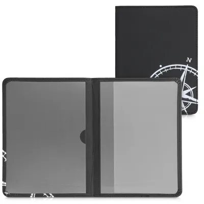 Produktbild von kwmobile Fahrzeugschein Hülle mit Kartenfächern - Kunstleder Tasche italienische Zulassungsbescheinigung - Kompass Vintage Weiß Schwarz