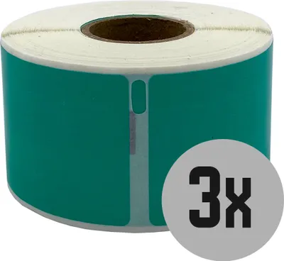 Produktbild von DULA Etiketten - Kompatibel mit Dymo Compatible labels - Groen - 99012 - S0722400 - Adresetiketten - 3 rollen - 36 x 89 mm - 260 labels per rol