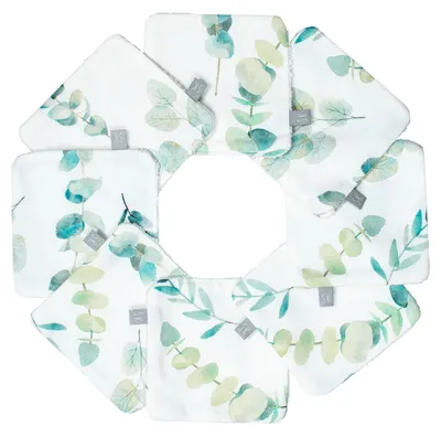 Image de Lot de 8 gants de toilette eucalyptus - 10 x 10 cm - Blanc | par SEVIRA KIDS