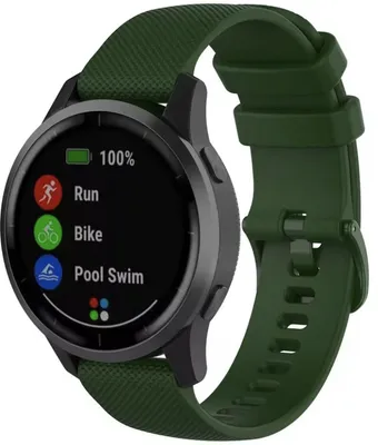 Produktbild von Grünes Silikonarmband, geeignet für die Modelle Garmin Venu, Vivomove, Vivoactive und Forerunner – 42 mm – Silikon – Grün – CHPN