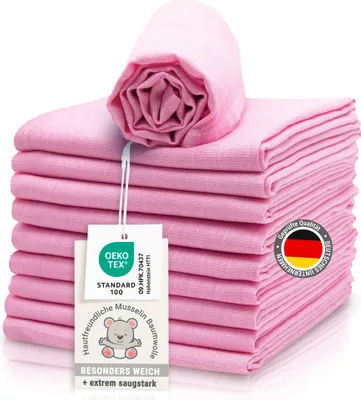 Produktbild von 10er Set Spucktücher, Baumwolle, 70x70 cm, rosa