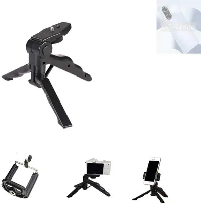 Produktbild von K-S-Trade Stativ Tisch-Ständer Dreibein Handy-Stativ Ständer kompatibel mit Huawei Enjoy 60 Mini-Stativ Smartphone Tripod Handy-Stativ aus Plastik