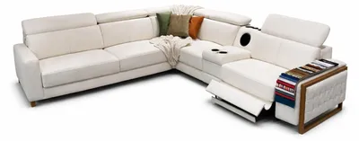 Immagine prodotto di Elegante divano ad angolo a forma di U bianco con funzioni regolabili