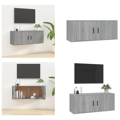 Zdjęcie produktu dla vidaXL Szafka wisząca TV szara Sonoma 100x34,5x40 cm - Szafka wisząca TV - Szafki wiszące TV - Szafka TV - Konsola TV