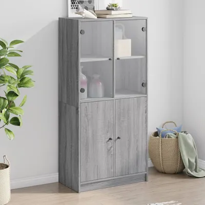 Image de vidaXL Highboard avec portes Gris Sonoma 68x37x142 cm Bois composite