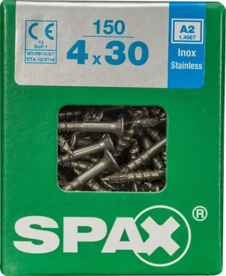 Produktbild von SPAX 4197000400307, Schraube, Edelstahl, Holz, Flachkopf, Torx, Edelstahl