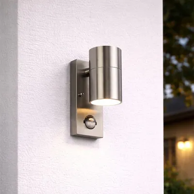 Produktbild von hoftronic LED-Wandleuchte 4W 4000K IP44 Edelstahl mit Sensor GU10