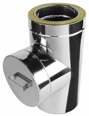 Produktbild von BirnePower Edelstahl Kaminrohr Putztüranschluss Ø130/200mm - Doppelwandig Isoliert Schornstein Abgasrohr Rauchrohr Revisionsöffnung
