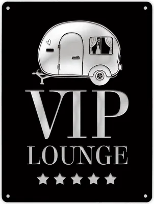 Produktbild von Metallschild XL mit Wohnwagen Motiv und Spruch: VIP-Lounge Schild Blechschild