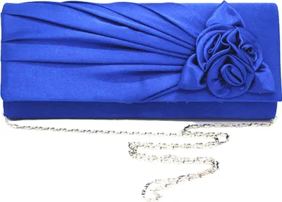 Image de Bleu Royal Femme Soirée Sacs d'embrayage en soie artificielle Parti Sacs à main de mariage de mariée Porte-monnaie avec chaîne amovible