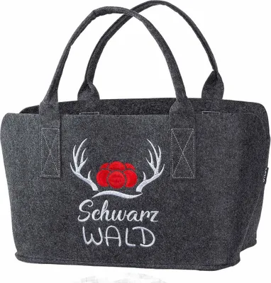 Produktbild von Gilde Filztasche Schwarzwald, 25x40x26cm, 1 Stück, Dunkelgrau, mit besticktem Motiv