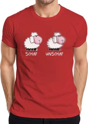 Zdjęcie produktu dla SCHAF UNSCHAF fotografia pomysł na prezent śmieszny fotograf owca żart koszulka męska, czerwony, 3XL