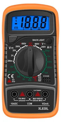 Obrázek produktu pro XL830L Ruční digitální multimetr s podsvíceným LCD displejem, přenosný, měřič střídavého a stejnosměrného napětí, měřič stejnosměrného proudu, tester odporu a napětí, vysoká přesnost, univerzální