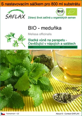 Obrázek produktu pro SAFLAX Garden in the bag - BIO - meduňka - Melissa officinalis - 1000 Semena - S pěstebním substrátem v praktickém samovztyčovacím sáčku