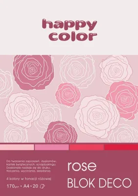Produktbild von A4 Deco Rose Block 20 Blatt 4 Farben Happy Color 170g/m2