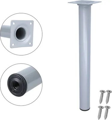 Produktbild von Möbelfuss Silber ø 30mm Tischbein Möbelstempel Sofafuss Stahl Möbelstütze rund Tischfuss 300mm