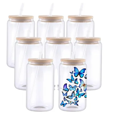Obrázek produktu pro Klare Glas-Sublimationsbecher, 16oz Fassungsvermögen, Komplettes DIY-Set , 8 Stück klar, 16 Unzen