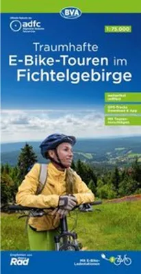 Immagine prodotto di Mappa regionale ADFC Tour in e-bike Dreamlike nel Fichtelgebirge, 1:75.000, con proposte di tour giornalieri, resistente agli strappi e alle intemperie, tracce GPS da scaricare