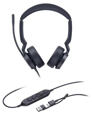 Produktbild von Yealink UH44 Dual UC USB-C/A Headset, Kabelgebunden, 20 - 20000 Hz, Büro/Callcenter, 162 g, Kopfhörer, Schwarz