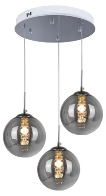 Image de ZMH Suspension 3 lumières pour table à manger, gris. Suspension réglable en hauteur, en verre. Convient pour chambre, cuisine, couloir