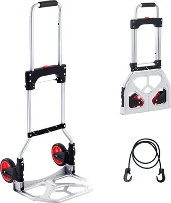 Obrázek produktu pro SucceBuy vozík na pytle, skládací, nosnost 80 kg, přenosný hliníkový vozík, skládací vozík s teleskopickou rukojetí, gumová kolečka pro stěhování, skladování