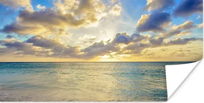 Produktbild von MuchoWow® Poster Meer - Strand - Wolken - Sonne 40x20 cm - Poster für die Wand - Poster Schlafzimmer