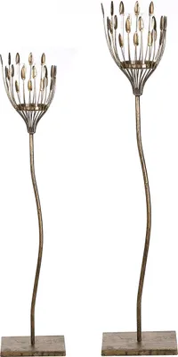 Produktbild von Gilde Windlicht, "Trevi", Blattmotiv, Glas, Metall, goldfarben, , H. 106 cm, D. 18 cm  84198
