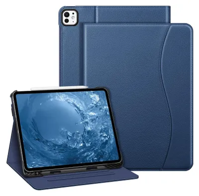 Produktbild von Fintie Hülle für iPad Pro 13 Zoll (M4) 2024 mit Stifthalter, Multi-Winkel Betrachtung Folio Stand Schutzhülle Case mit Dokumentschlitze für iPad Pro M4 2024 13 Zoll Hülle, Marineblau
