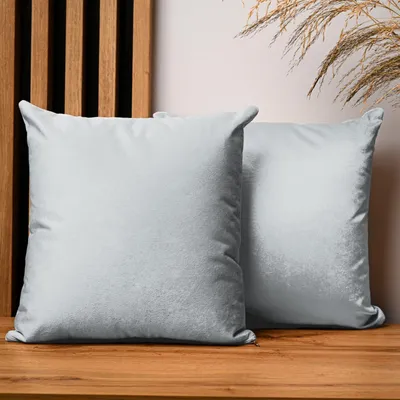 Obrázek produktu pro MG Design, sada 2 povlaků na polštáře, 40 x 40 cm, modré barvy - s zipem, sametově měkké, jemné a husté, snadno se udržují