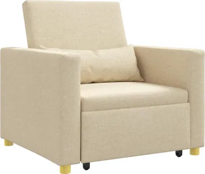 Zdjęcie produktu dla vidaXL Rozkładana sofa pojedyncza kremowa 90 x 165 x 87 cm Tkanina