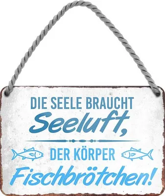 Metall-Hängeplatte Fischmarkt 18x12 cm Retro Tin Sign