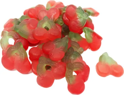 Produktbild von De Bron Fruchtgummi Doppelkirschen zuckerfrei süß fruchtig weich 1000g