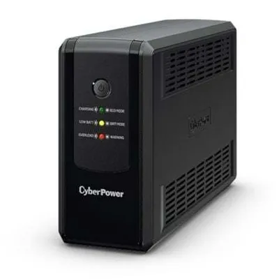 A black CyberPower UPS unit is shown against a white background.